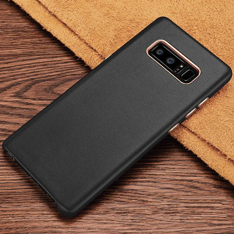 Для samsung Note 8 крышка чехол Роскошный тонкий из мягкой натуральной кожи Броня противоударный назад чехол для телефона для samsung Note 8 Case крышка - Цвет: Black
