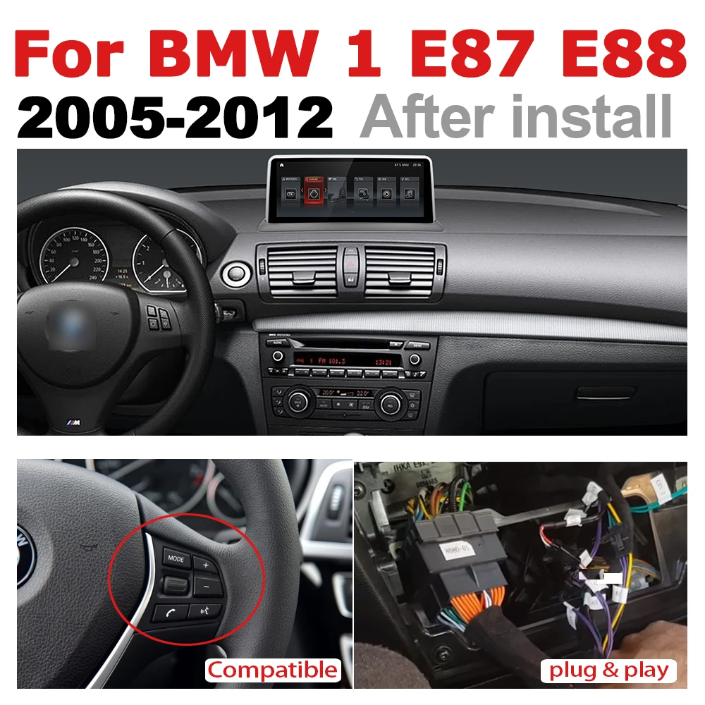 Android 7.0 up Car MultimBMW 1 E87 E88 2005-2012edia player For WiFi GPS Navi Map Stereo Bluetooth 1080p IPS Screen2