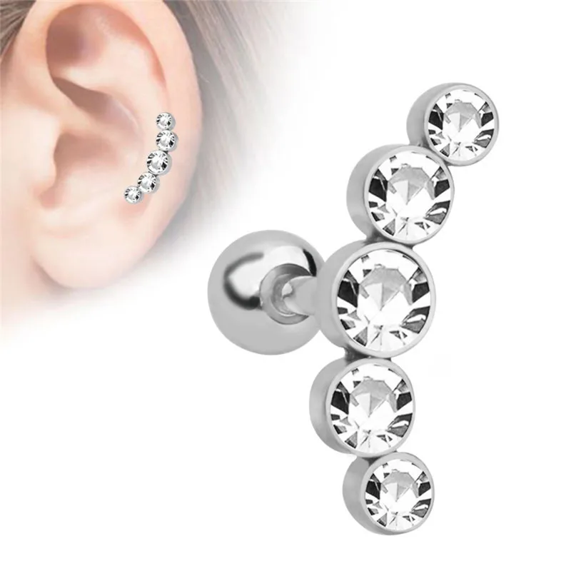 

imixlot 7 Colors Rhinestone Ear Bones Stainless Steel Women Shiny Ear Clip Piercing Body Charm Jewelry
