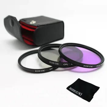 

RISE(UK)HOT SALE 52mm 52 mm UV + FLD + CPL Lens Filter Protector +gift for canon nikon pentax sony dslr camera