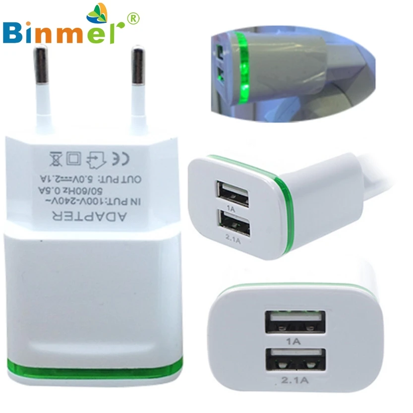 2.0A/1.0A Wall Charger Mini Dual Ports USB LED Light Fast Charging Power Adapter DEC 07 | Мобильные телефоны и аксессуары