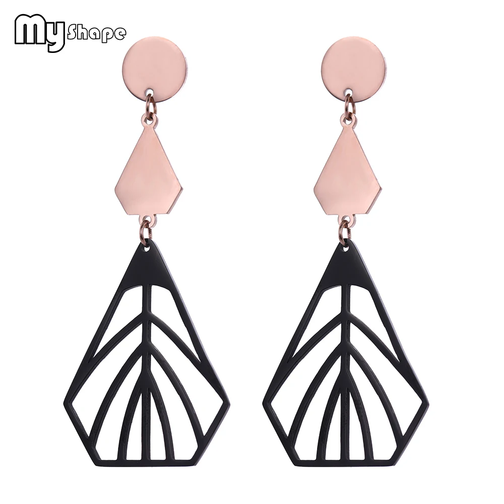 

My Shape Vintage Black Mesh Hollow Drop Earrings Stainless Steel Irregular Geometric Earrings Women Female Jewelry Gifts Bijoux