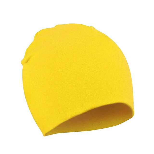 Милые однотонные вязаные шапки, шляпы Зимние шапки для детей, для маленьких девочек и мальчиков, новая осенняя мягкая теплая вязаная шапка, хлопковые шапки - Цвет: Yellow Cap