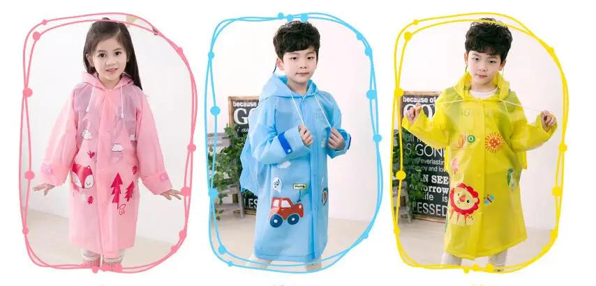 2.Students Raincoat With School Bags Cool Children Rain Coat Kids rain Jacket pocket Waterproof Rain Suit Children Raincoat Long Rain jacket