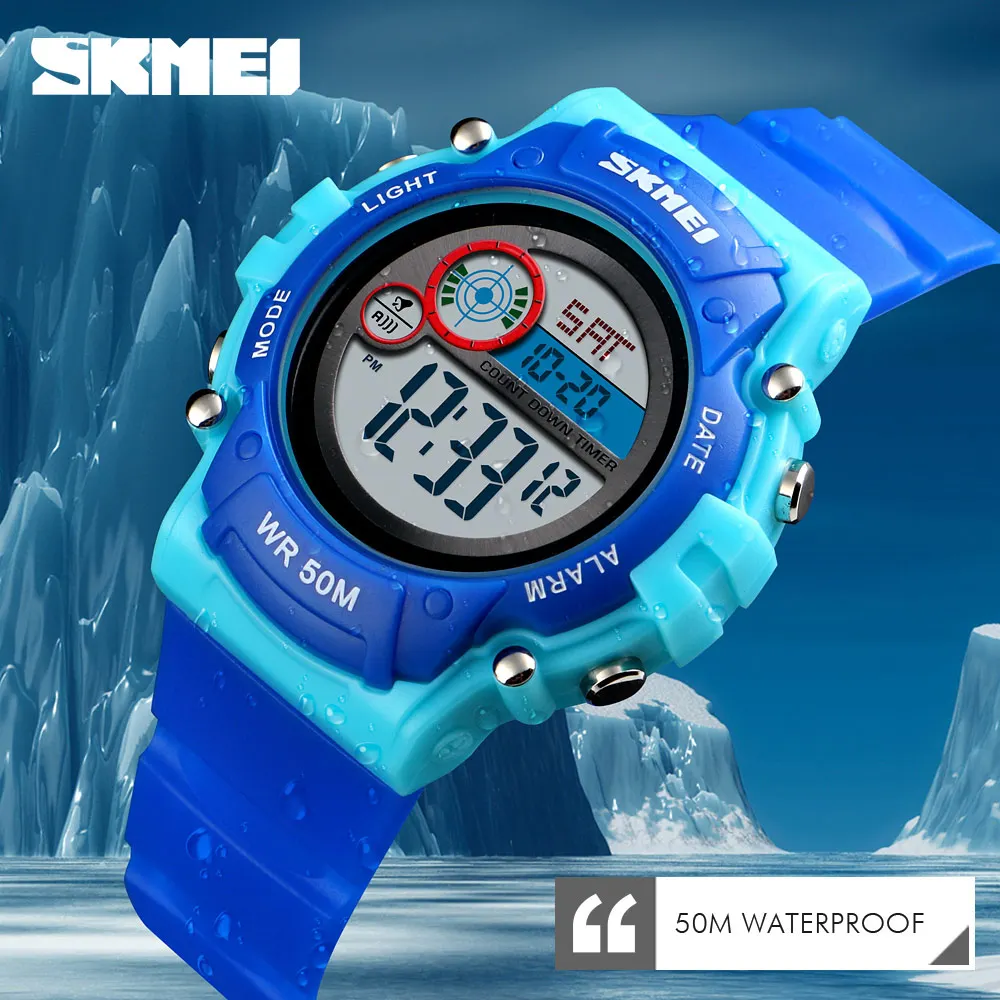 

2019 SKMEI New Fashion Kids Watch Waterproof Plastic Case Alarm Wristwatch Boys Girls Digital Children Watches Wrist Reloj Cool
