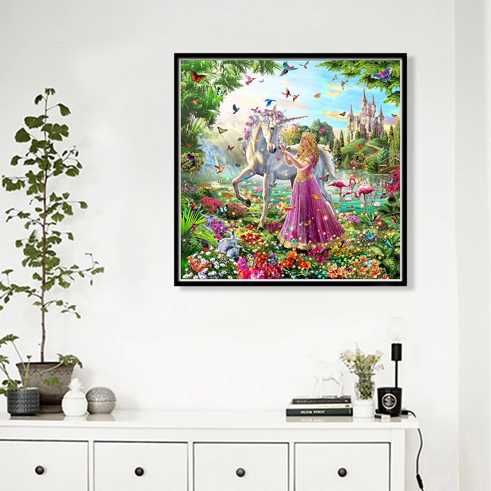 

SaShiKo Girl and Horse Diamond Painting Embroidery Romantic Square Picture Diamond Mosaic of Rhinestone DIY Diamond Home Decor