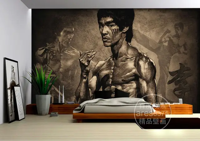 Us 17 54 35 Off Classic Wallpaper Bruce Lee Wall Murals Kung Fu Photo Wallpaper Bedroom Martial Arts Room Decor Living Room Tv Background Wall In