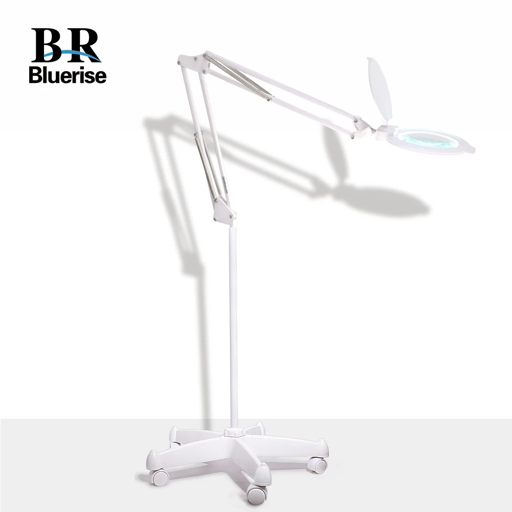 

Manicure Table Lamp LED Magnifier Lamp 2-in-1 Super Bright Adjustable Desk Utility Clamp and Floor Stand Base for Nail Salon