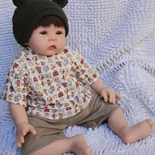 22 дюймов 55 см Магнитный рот Reborn Baby Doll Мягкая силиконовая Реалистичная игрушка подарок для детей Рождественский подарок черная шляпа