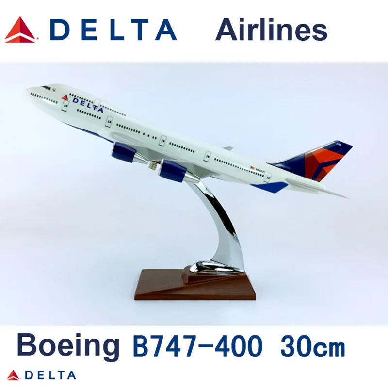 

30CM 1:230 scale Boeing B747-400 model DELTA airlines with base alloy aircraft plane collectible display model collection