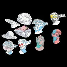 Потрясающие художественные эмалированные булавки с разделенной головой скульптура значок на заказ броши мультяшная губка Патрик Сумка Одежда нагрудные значки подарок