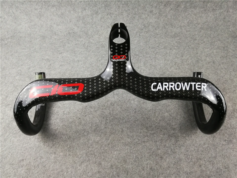 Труба из углеродистого волокна 3K глянцевый красный логотип черный CARROWTER C10 углеродное волокно для велосипеда, руль с 400/420/440 мм* 90/100/110/120 мм для вашего выбора