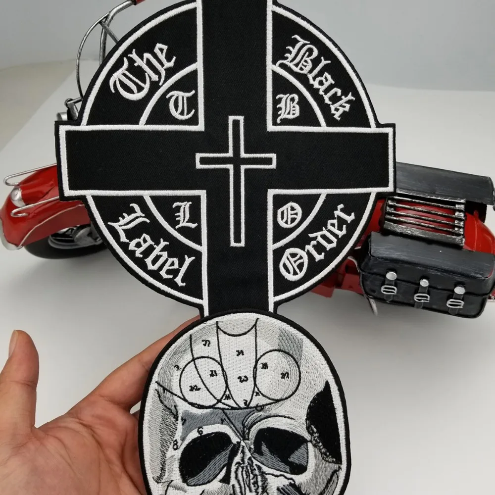 The Black Label Cross Vest Embroidered Iron On Back of Jacket Patch  Free Shipping Black twill fabric DIY Eco-Friendly(5)