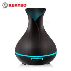 400ml Aroma Essential Oil Diffuser Ultrasonic Air Humidifier with Wood Grain 7 Color Changing LED Lights for Office Home