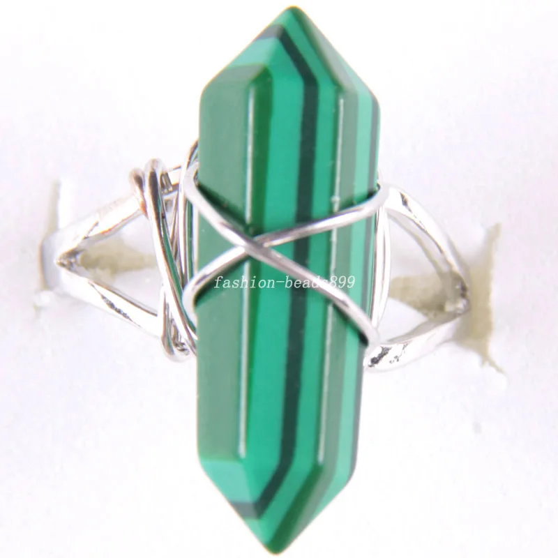 

1Pcs Free Shipping Zinc Alloy Natural Stone Green Malachite Ring Adjustable Z287