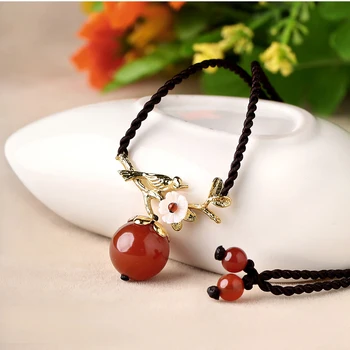 

Clavicle chain agate ornament ethnic style short female red pendant women's necklace Jewelry clavicle chain