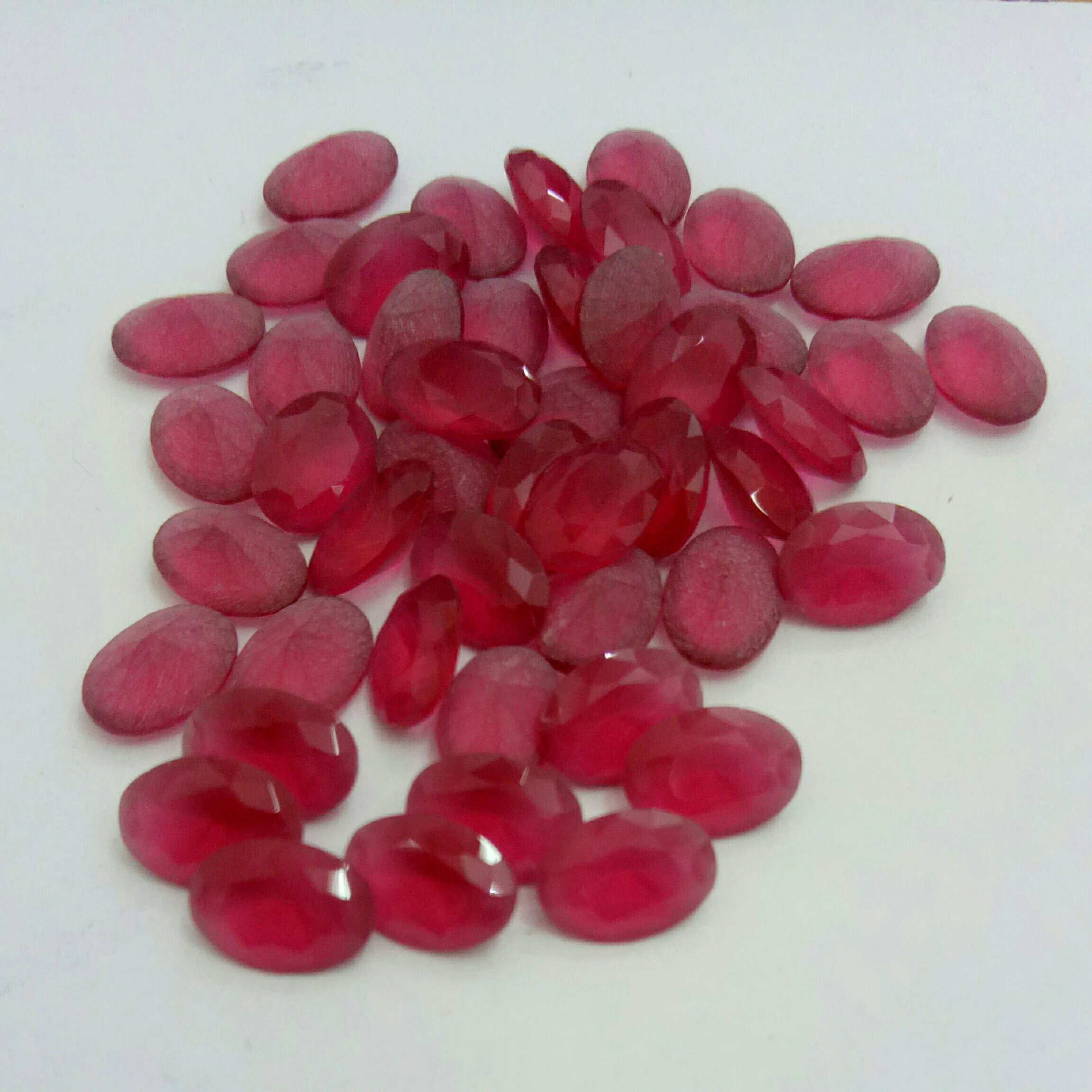 

80pcs Oval 3*5mm-13*18mm Rose Color Glass Gems Glass Beads Glass Stone Synthetic Glass