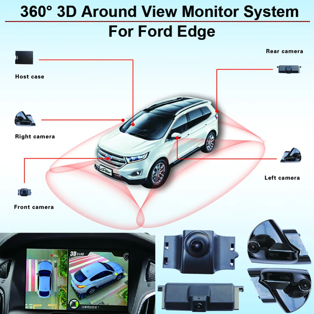 Vehicl Car 360 3D Around View Monitor AVM System Surveillance Panoramic Security Outdoor Camera Video DVR Recorder for Ford Edge