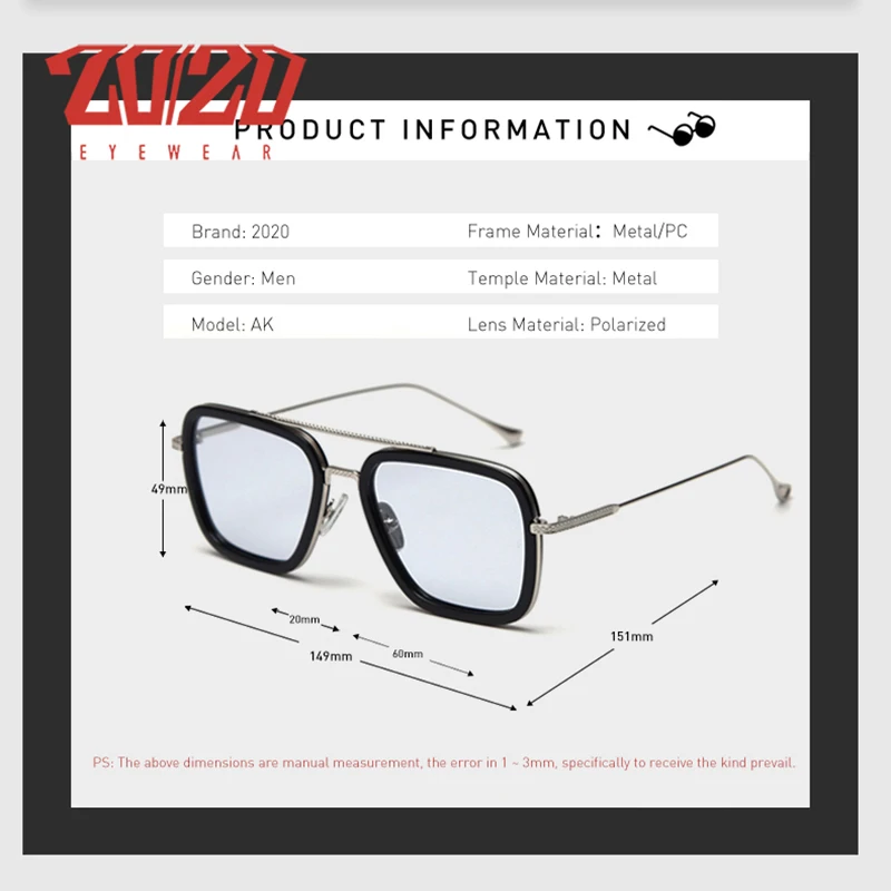 Koop 20 20 Ontwerp Gepolariseerde Vintage Unisex Retro Aluminium Tony Stark Zonnebril Mannen Fashion Zonnebril Voor Vrouwen gafas de sol mujer
