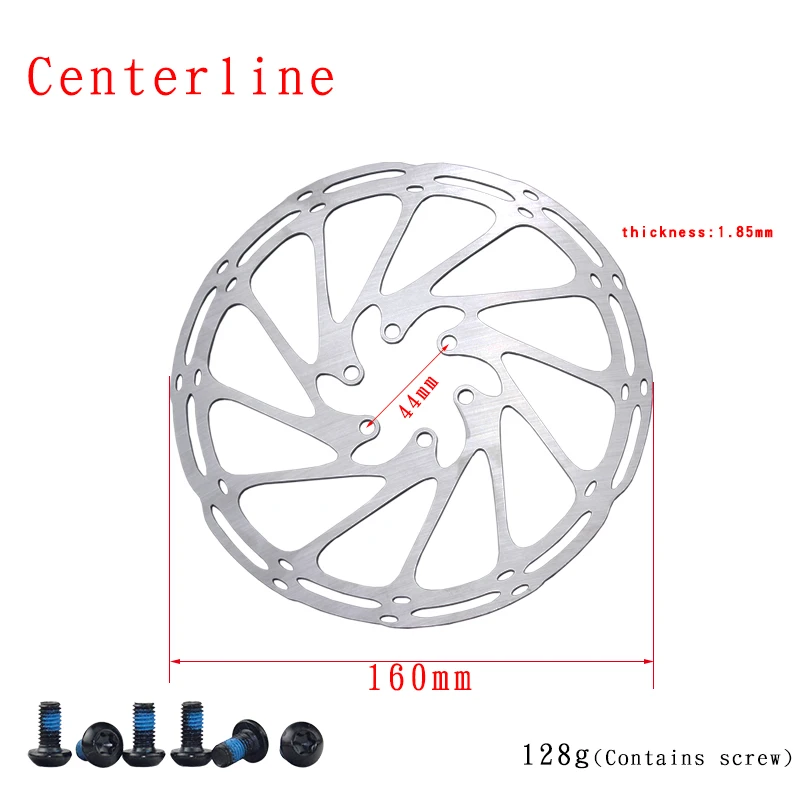 Велосипедный дисковый тормоз ротор осевая линия 160 мм 180 мм 203 мм высококачественная нержавеющая сталь MTB с 6 болтами для тормозных дисков Sram - Цвет: centerline 160mm