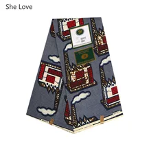 Она любит 1 ярд Анкара Африки полиэстер воск принты ткань для вечерние платье замок воск Шлепанцы из ткани в клетку; материалов