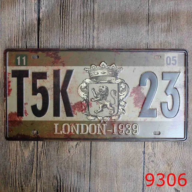 Car License LONDON 1939 Vintage Home Decor Tin Sign for Arto Store ... Car License LONDON 1939 Vintage Home Decor Tin Sign for Arto Store ...