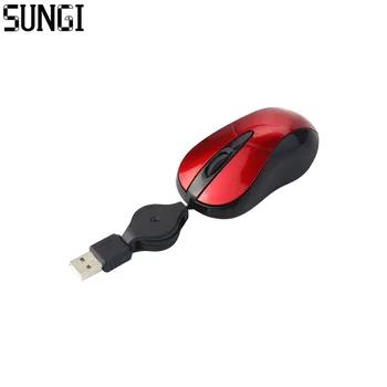 

SUNGI Potable Super Mini Wired Mouse Retractable Cable 3D Optical Mice With USB Free Drive Wired Mice For PC Laptop Computer.