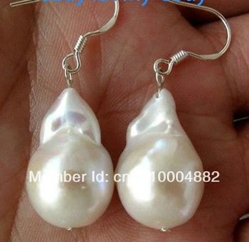

Free Shipping 0014 Unusual White Keishi Keshi Baroque Pearl Earrings 925 Silver Hook