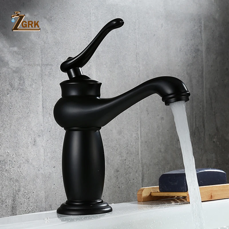 Preise ZGRK Becken Wasserhahn Schwarz Messing Lampe Stil Bad Waschbecken Wasserhahn Einzigen Griff Deck Vintage Waschen Mischbatterie Kran