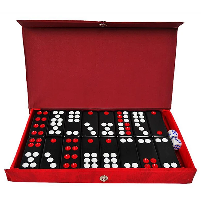 Черный домино 32шт Pai Gow Dominoes настольные игры и 2 кубики настольная игра Domino Board Game