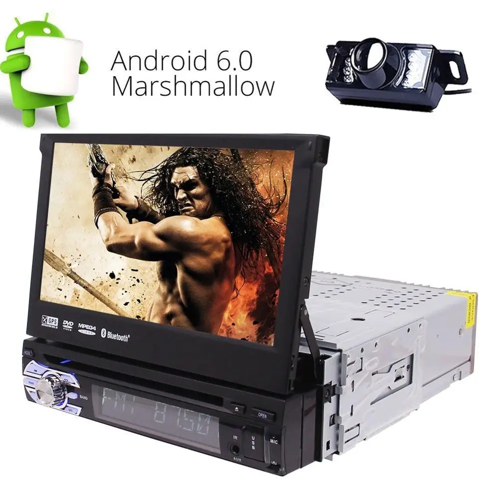 

Rear Camera + Android Car Stereo 1Din GPS CD DVD Player Built-in WIFI Support 3G 4G/Bluetooth/Radio RDS/USB/SD/AV OUT /DAB+/OBD2