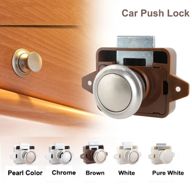 

1Pcs RV Lock Car Push Lock For Caravan Camper Boat Motor Home Cabinet Drawer Latch Button Locks RV Accessories