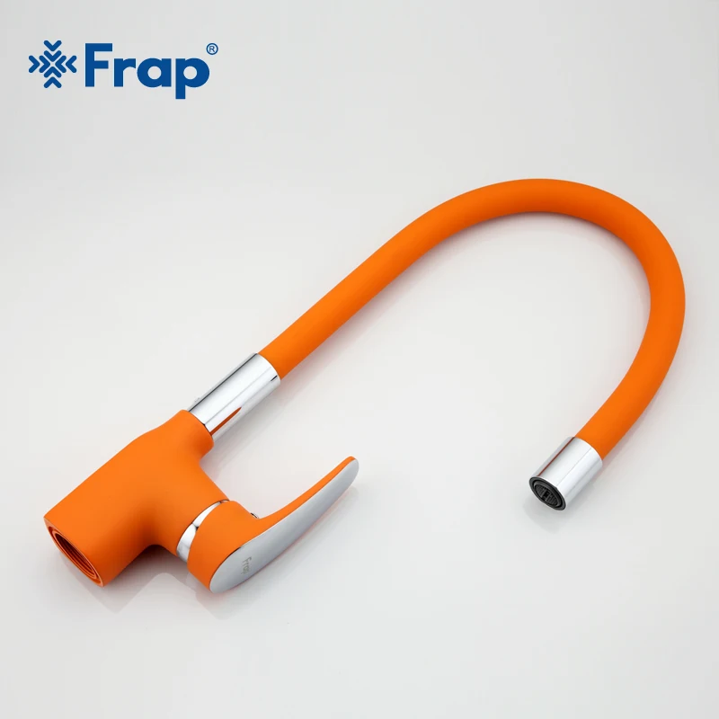 US $38.51 Frap New Arrival Orange Silica Gel Nose Any Direction Kitchen Faucet Cold And Hot Water Mixer Torneira Cozinha Crane F445302