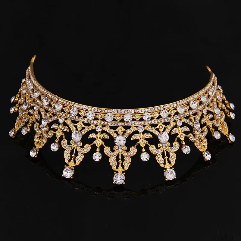Buy Hot Sale Europe Royal Gold Tiaras Fashion Crystal