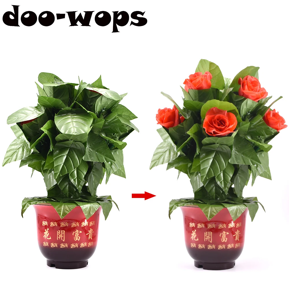 

Blooming Rose Bush - Remote Control - 10 Flowers Magic Tricks Flowers Appearing Magia Stage Party Wedding Illusion Props Comedy