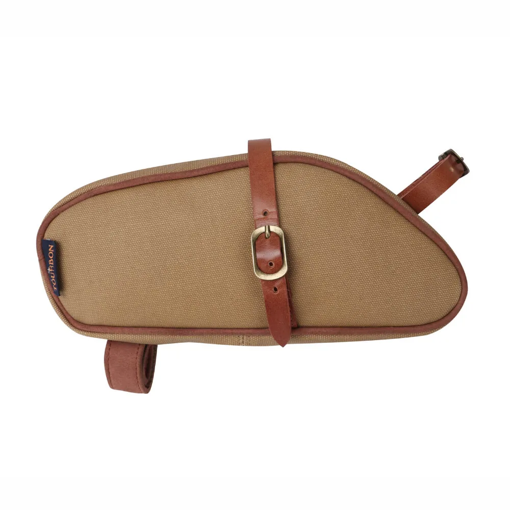 Clearance Tourbon Bike Frame Tube Bag Bicycle Saddle Pouch Seat Tail Carrier Brown Waxed Canvas Waterproof Cycling Accessories 7