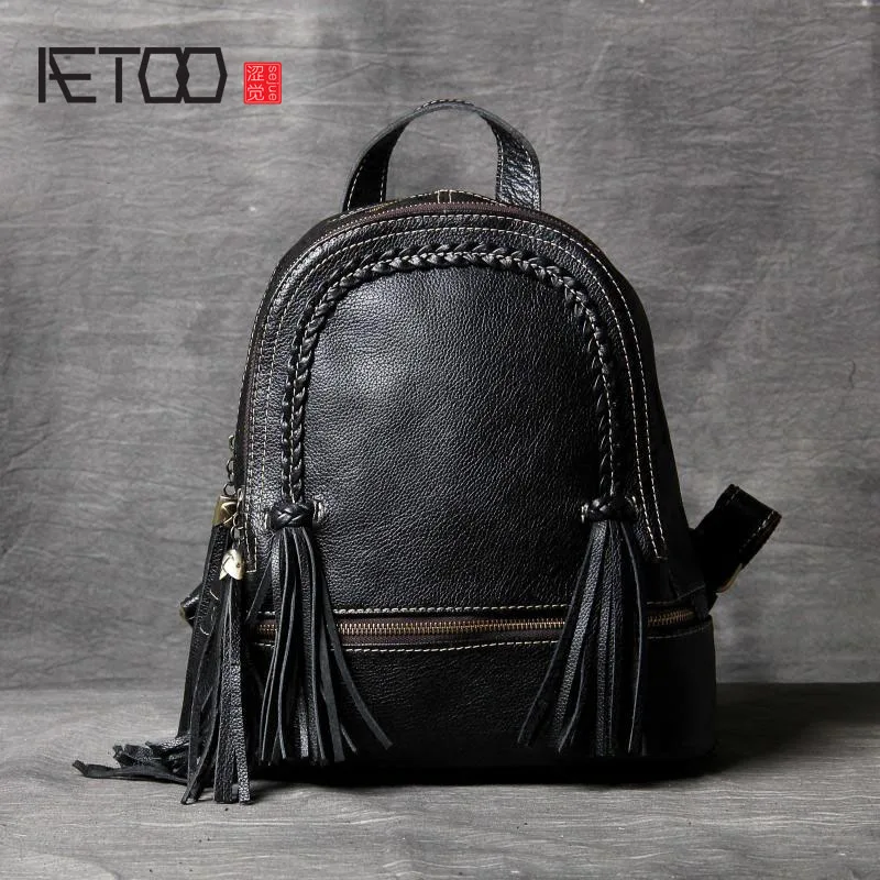 

AETOO Original hand-woven head layer of leather shoulder bag imports of the first layer of leather personality ladies leather