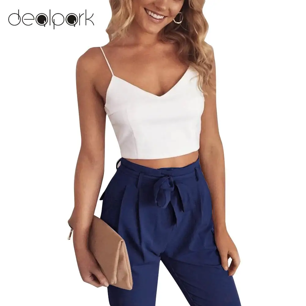 

Sexy sweatsuit Women Two Piece Set Crop Top V Neck Vest Slim Long Pants Suits female Outfits sweatpants summer 2019 2 piece set