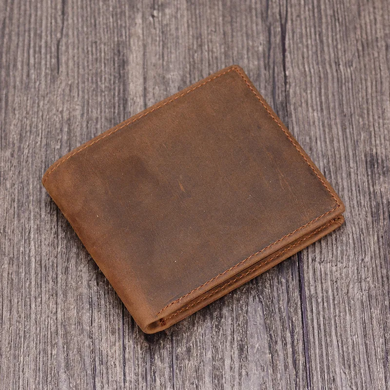 

Wallet Men Short Wallet Vintage Casual Real Leather Cowhide Banknotes 5 Card Holders with Coin Pocket Brown Daily 2 Types