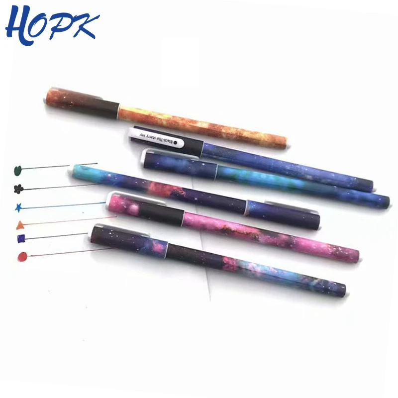 

6 Pcs / Set Color Gel Pen Starry Galaxy Pattern Cute Bear Dot Roller Ball Pens Kawaii Stationery Office School Supplies
