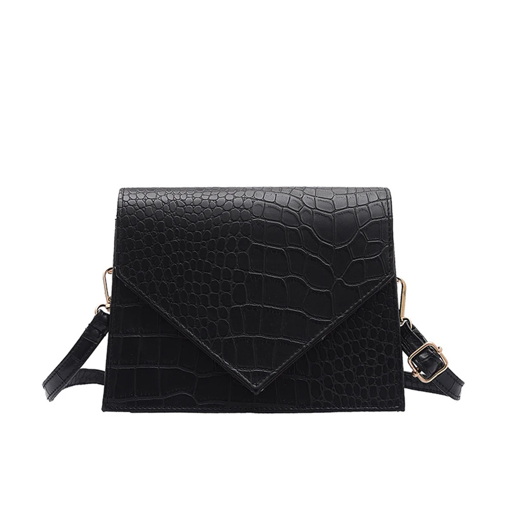 Винтажные кожаные сумки через плечо с крокодиловым узором для женщин роскошные сумки женские сумки дизайнерские маленькие сумки через плечо - Цвет: Черный