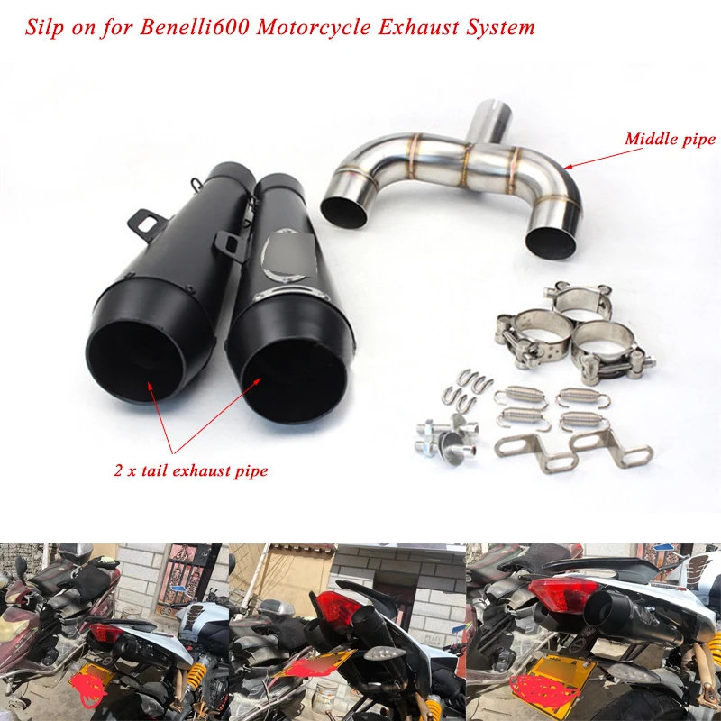 

TNT600 Motorcycle Stainless Steel Middle Connecting Tubes With Tail Exhaust Muffler Pipe Silp on for Benelli 600 TNT600