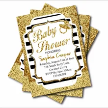 14 шт. золотые блестящие черные полосы на заказ на день рождения приглашает ребенка на вечеринку, вечерние приглашения, свадебные украшения, поставщик