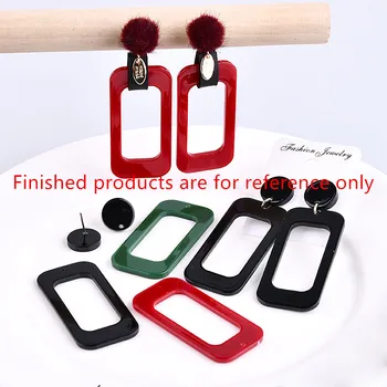 

diy jewelry earring pendant accessory 30pcs/lot color printing Hollow geometry rectangular/rounds shape acrylic fashion charms