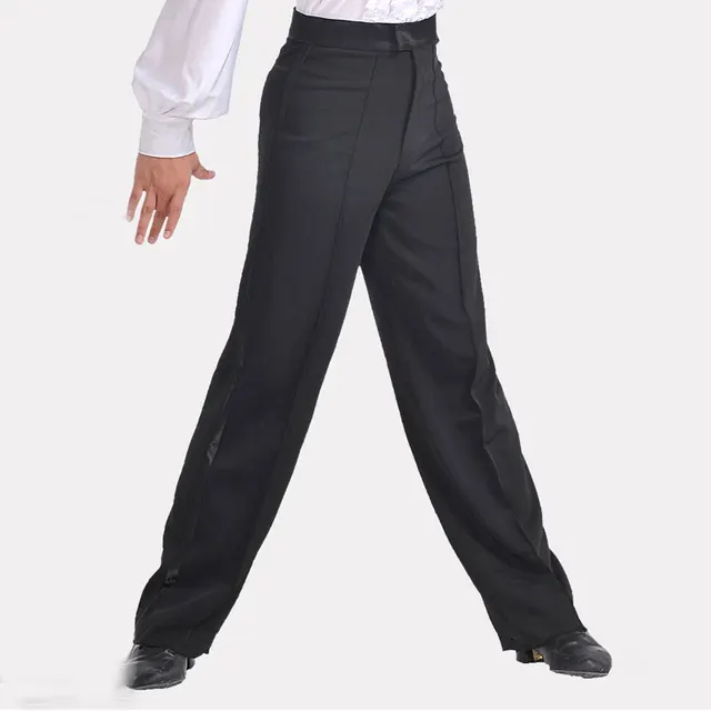 Free Shipping Man's Standard Ballroom Dancing Trousers Boy's Latin Dance Black Pants for