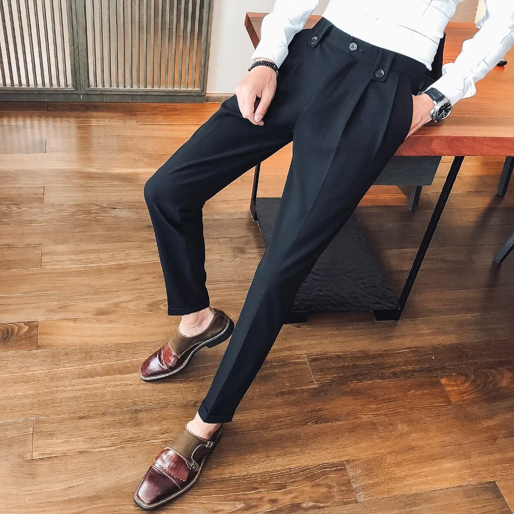 Мужские брюки, костюм, брюки для мужчин, офисные брюки для мужчин, черные нарядные брюки, формальные облегающие Вечерние брюки, костюм для мужчин