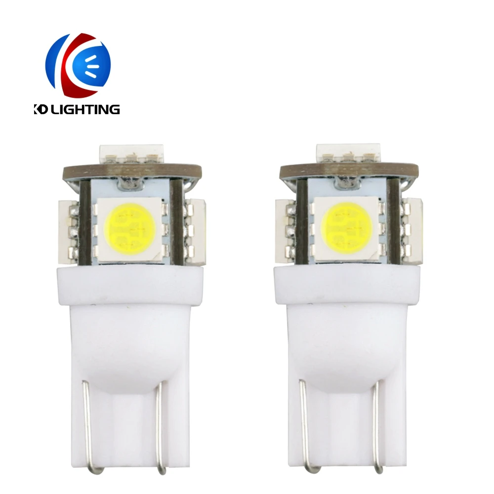 Супер белый 2 шт. DC12V T10 светодиодный W5W 5050 5SMD 194 168 Белый клиновидный для салона