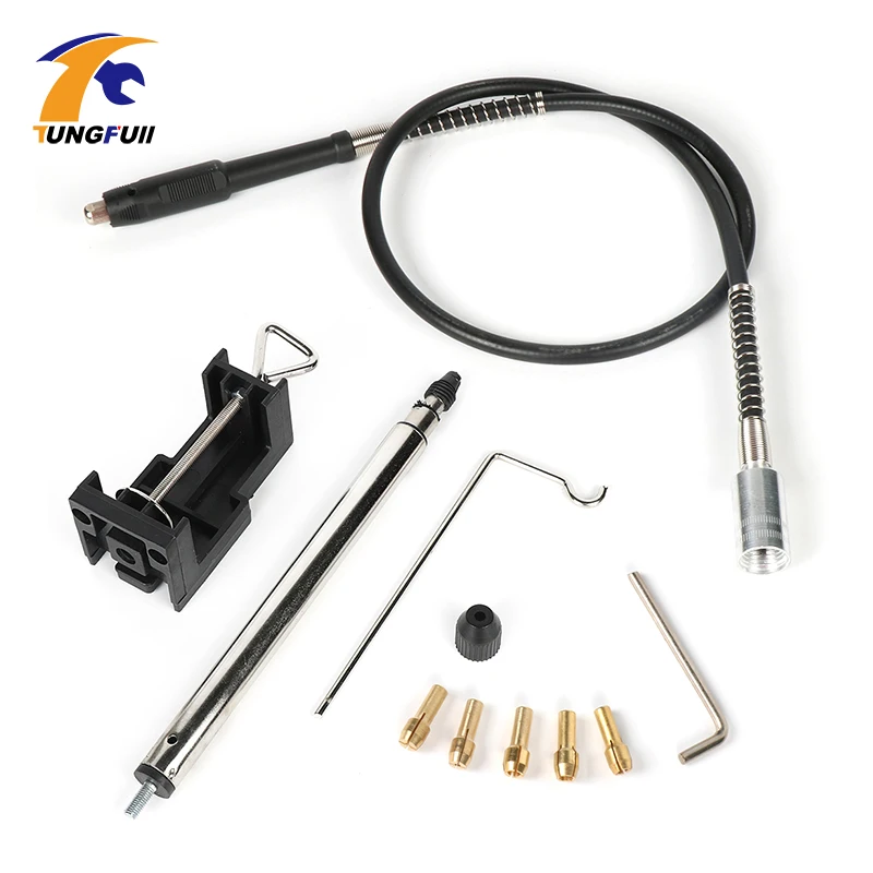 

Tungfull Tool Set 107cm Flexible Shaft And Holder Hanger Work With Stand Clamp Dremel Style Accessories With 5pcs Chuck