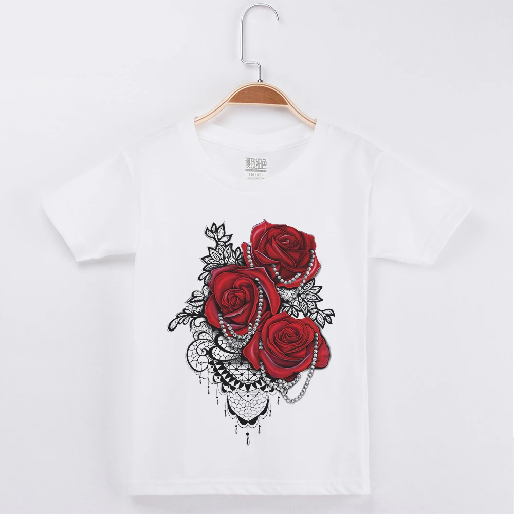 

New Children Clothes Kids T-shirt Rose 3D Printing Flower Cotton Child Boy Short Sleeves T Shirts Girls Tee Shirt girl Tops Tees