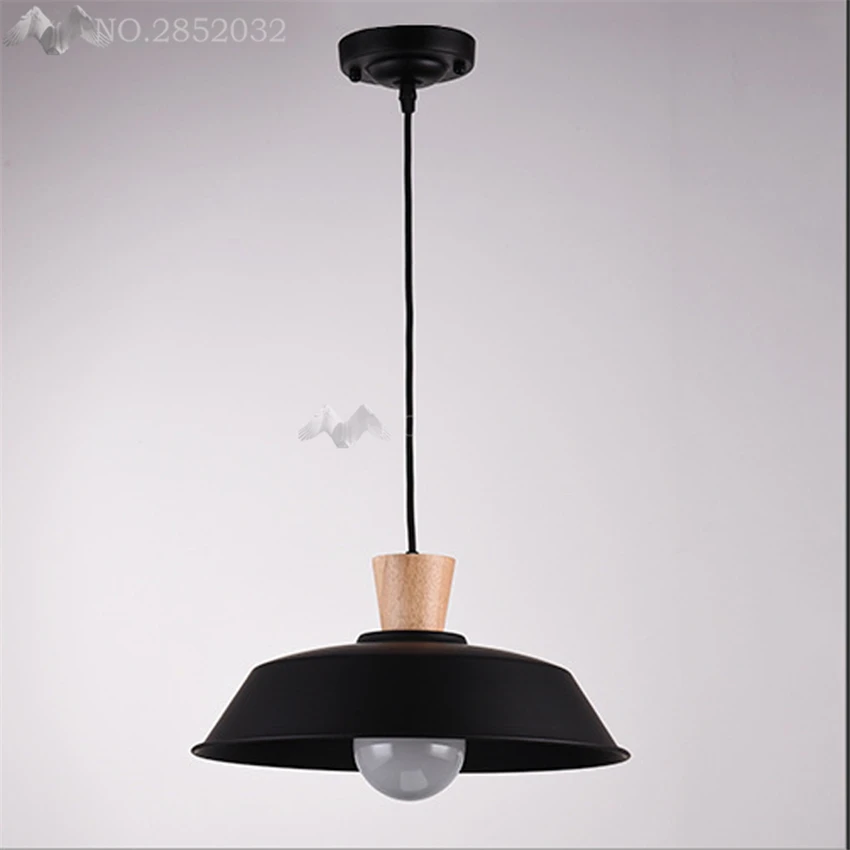 

LFH Modern Retro Single Head Black Iron&Wood Pendant Light Metal Lampshade Cord Droplight Restaurant Hanging Lighting Fixture